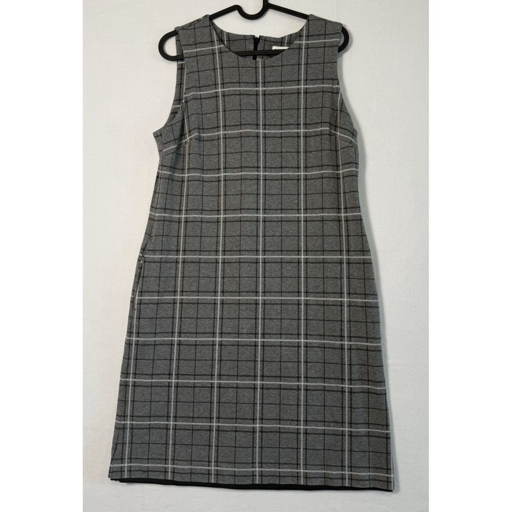 Coldwater Creek Sleeveless Shift Dress Sz Sm Pockets Lined Plaid Check Business
